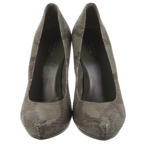 AUTH GUCCI Green Python Snakeskin Platform Pump Stiletto Heels Size IT 39/US 9 - Picture 3 of 5